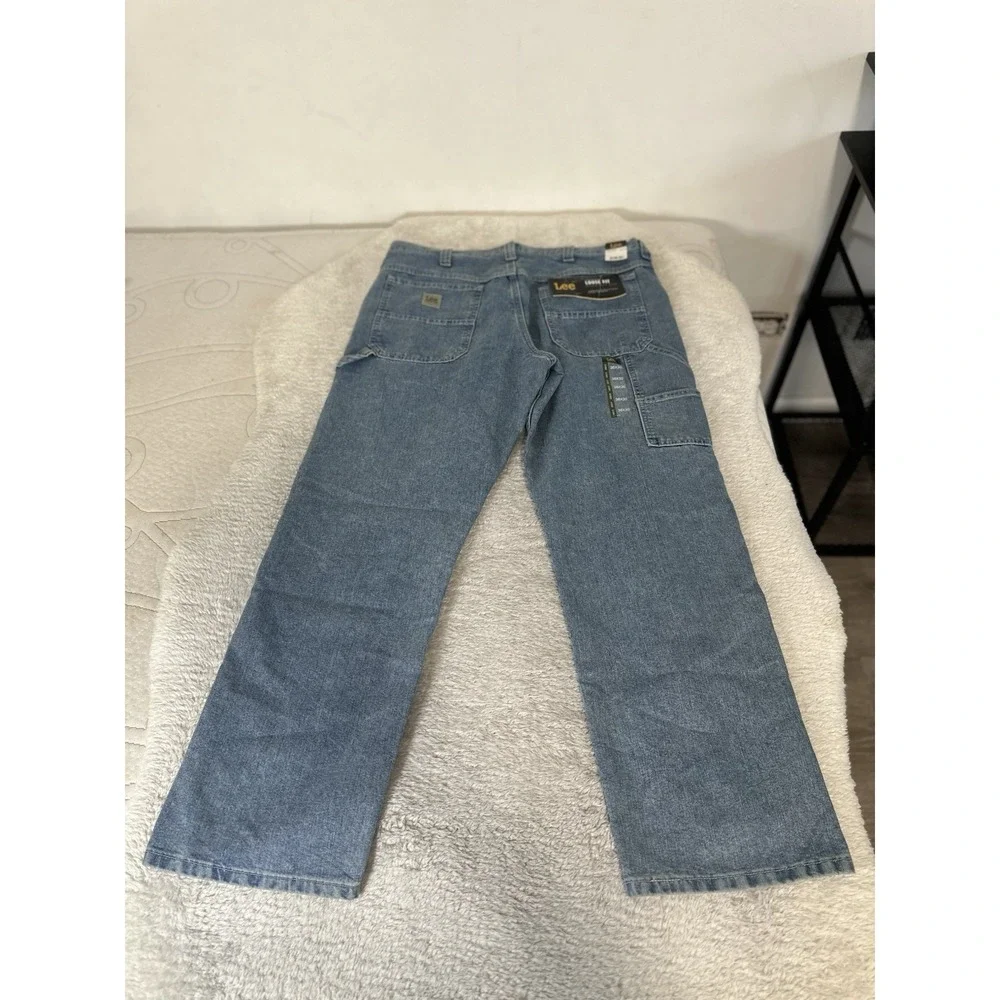 Lee Men's Straight Leg Loose Fit Cargo Carpenter 100% Cotton Denim Jeans 36x30